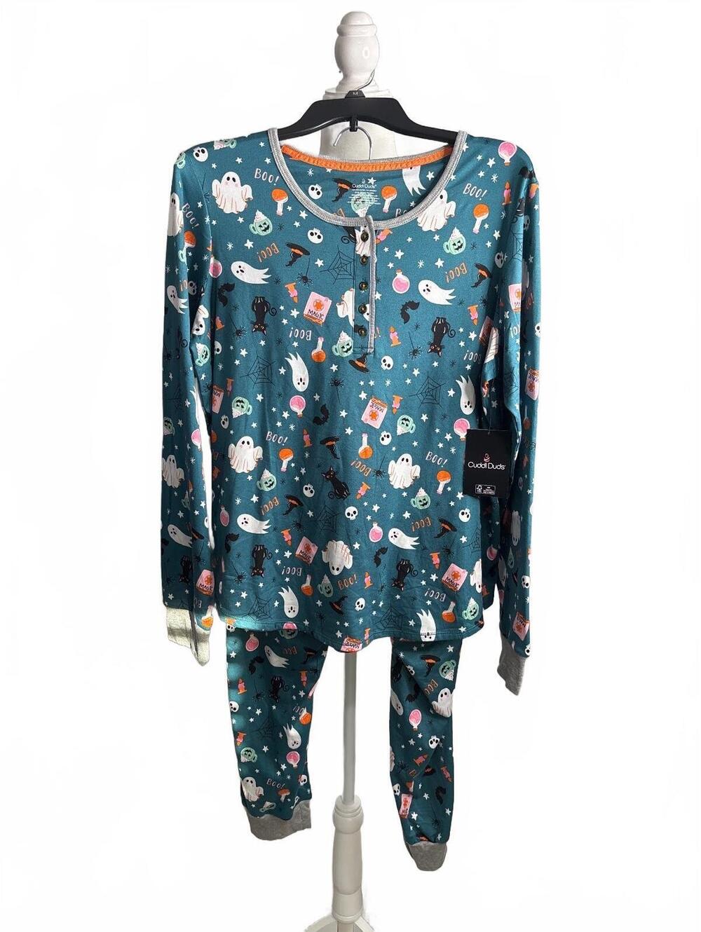 Cuddl Duds Halloween Themed Pajama Set - Long Sleeve & Pants, Size M
